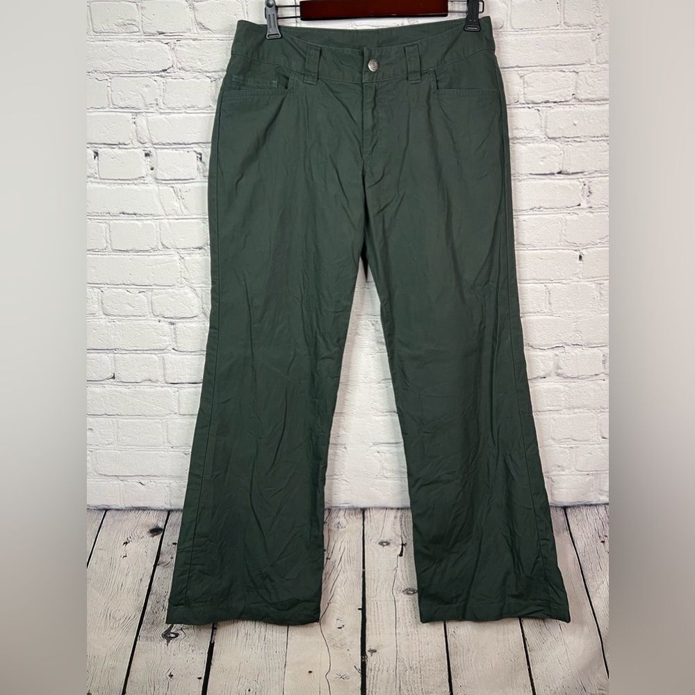 Patagonia Organic Cotton Hiking Wide Leg Pant Womens Sz‎ 8 Green Outdoor Camping